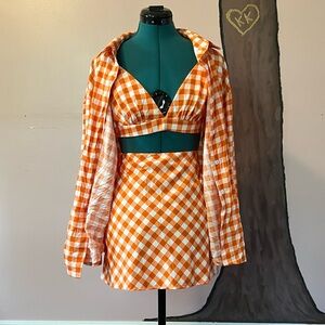 3 Piece Orange Gingham Set  🍊